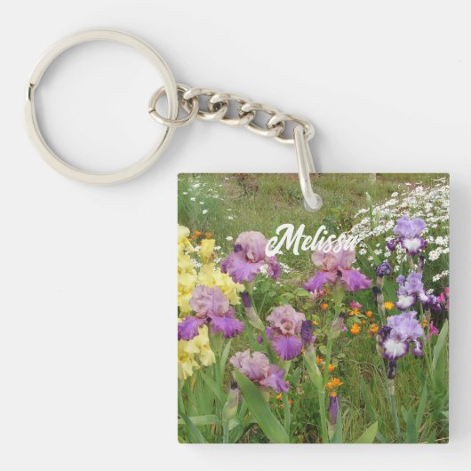 Mooie Paarse Iris Irissen bloementuin Sleutelhanger (voorkant)