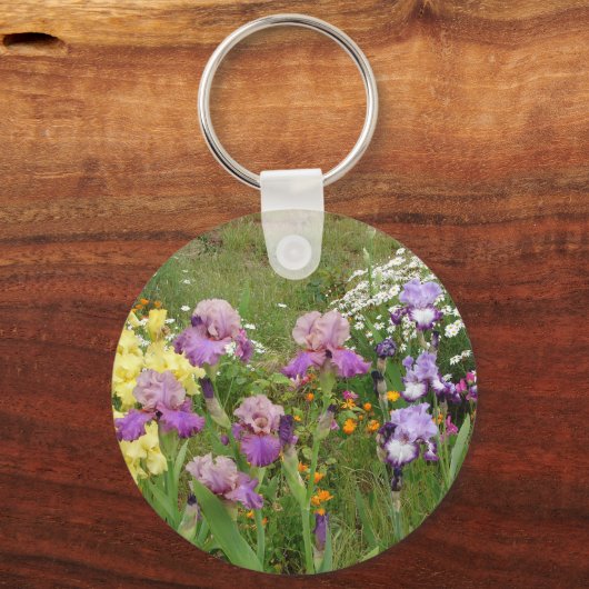 Mooie Paarse Iris Irissen bloementuin Sleutelhanger (Achterkant)