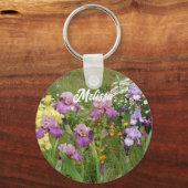 Mooie Paarse Iris Irissen bloementuin Sleutelhanger (Voorkant)