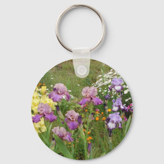 Mooie Paarse Iris Irissen bloementuin Sleutelhanger (Achterkant)