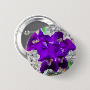 Mooie paarse iris ronde button 5,7 cm