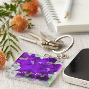 Mooie paarse iris sleutelhanger