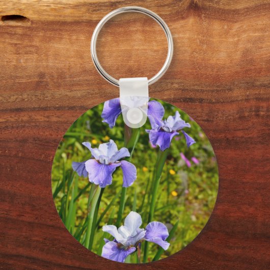 Mooie paarse irisbloemen sleutelhanger (Voorkant)