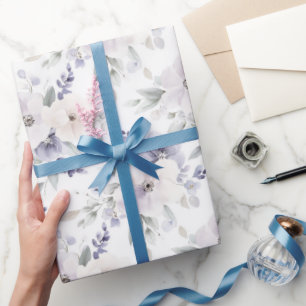 Mooie Paarse Ivoor Lavendel Bloemen Bruidsdouche Cadeaupapier