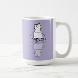 Mooie Paarse Kat Reflectie Doodle Aangepaste Naam Koffiemok