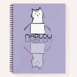 Mooie Paarse Kat Reflectie Doodle Aangepaste Naam Notitieboek