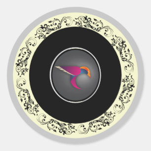Mooie paarse kolibrie ronde sticker