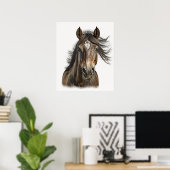 Mooie paarse kop portret hand getekende kleur poster (Thuiskantoor)