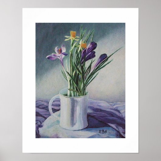 Mooie paarse krokussen narcissen fine art poster (Voorkant)