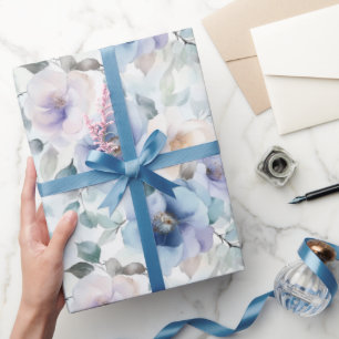 Mooie Paarse Lavendel Witte Bloemen Bruidsdouche Cadeaupapier