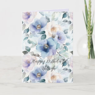 Mooie Paarse Lavendel Witte Bloemen Verjaardag Kaart