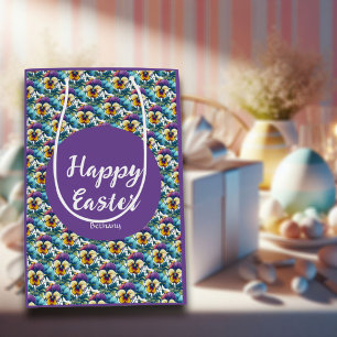 Mooie Paarse Lente Viooltjes Patch Patroon Pasen Medium Cadeauzakje
