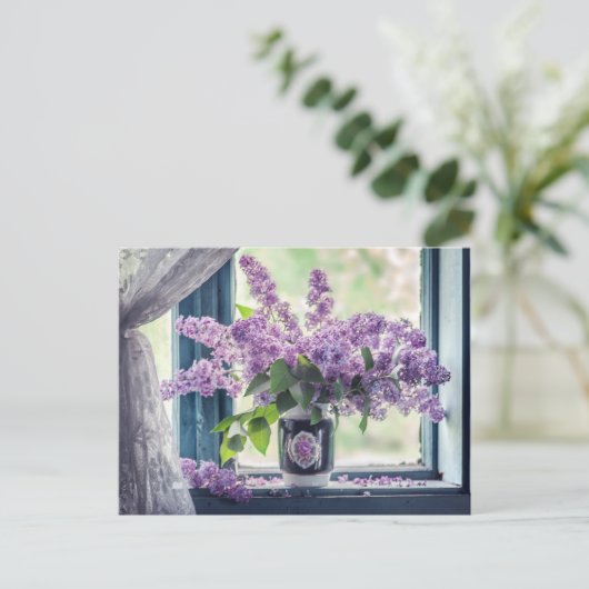Mooie Paarse Lila bloemen in de Vase Briefkaart (Staand voorkant)