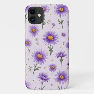 Mooie Paarse Madeliefjes Bloemige Aesthetische Hoe iPhone 11 Hoesje