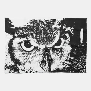 Mooie, paarse oraal zwart en witte grafische kaart theedoek
