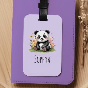 Mooie Paarse Panda Meisjes Kinderen Bagagelabel