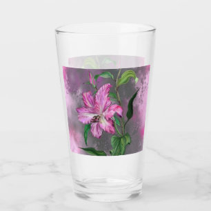Mooie Paarse Roze Lelie Bloemen Glas Schilderij