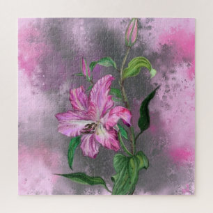 Mooie Paarse roze Lily-bloem - Kunsttekening Legpuzzel