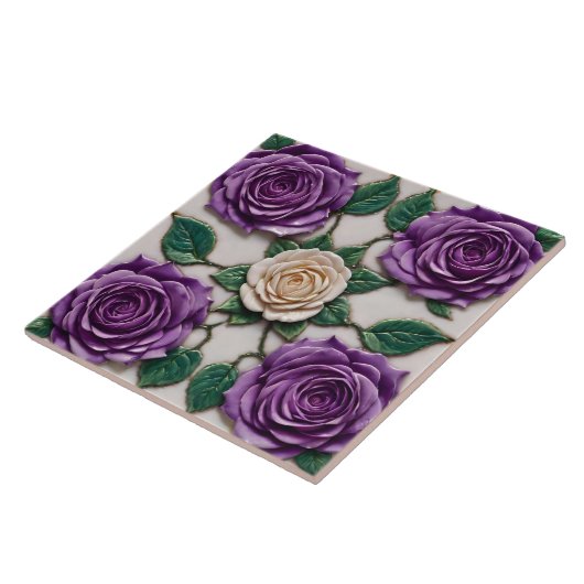 Mooie Paarse Rozen Modern Collectie Tegeltje (Zijkant)