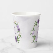 mooie paarse schoppen bloemen groen papieren bekers (Links)