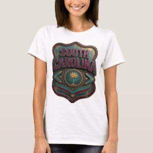Mooie Paarse SOUTH CAROLINA 3D Tekst Kunst T-shirt
