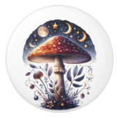 Mooie Paarse Toadstool Zodiac achtergrond Keramische Knop (Voorkant)