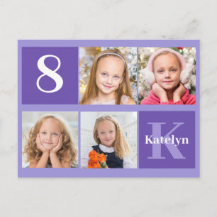 Mooie paarse verjaardagsmeisje foto gepersonalisee briefkaart