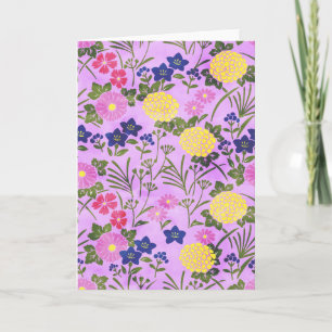 Mooie Paarse Vintage Bloem Patroon Kaart