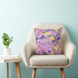 Mooie Paarse Vintage Bloem Patroon Kussen