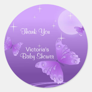 Mooie Paarse vlinder dank u Baby shower Ronde Sticker
