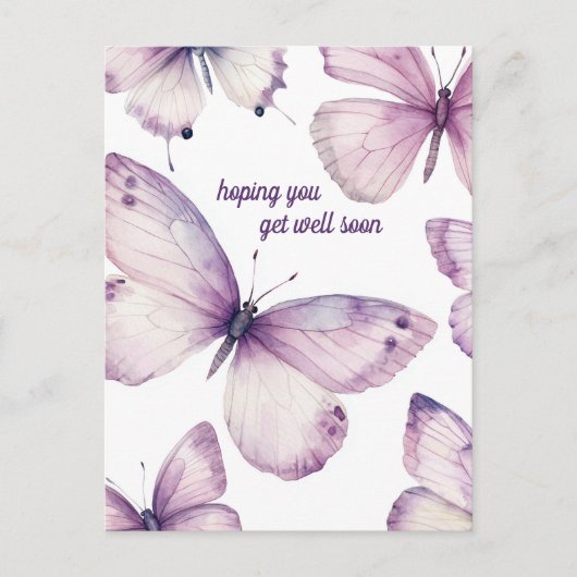 Mooie Paarse Vlinders BETER WORDEN Briefkaart (Voorkant)