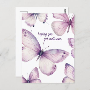 Mooie Paarse vlinders WORDEN SNEL GOED Briefkaart