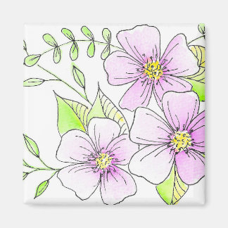 Mooie Paarse Waterverf Bloemen Magneet