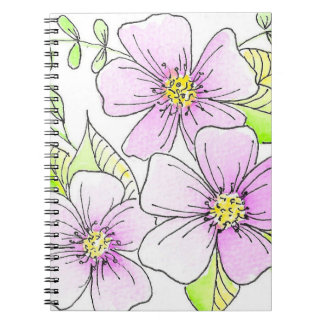Mooie Paarse Waterverf Bloemen Notitieboek
