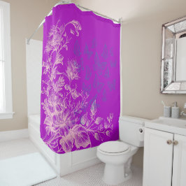 Mooie Paarse wilde bloemen en vlinders Douchegordijn