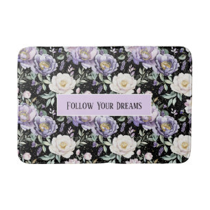 Mooie Paarse Witte Bloemen Badmat