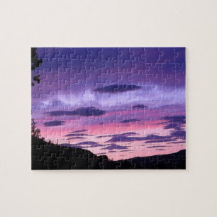 Mooie Paarse Zonsondergang Lucht Wolken Natuur Lan Legpuzzel