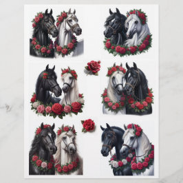 Mooie paartjes paarden met rode rozen Fussycuts