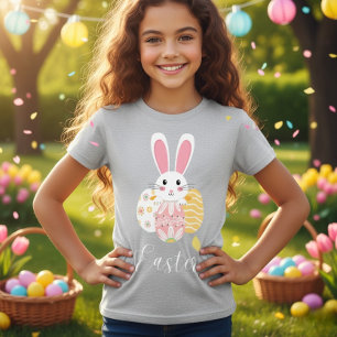 Mooie Paashaas Patroon Eieren Meisjes T-Shirt