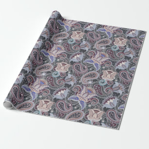 Mooie Paisley Bloempatroon Vintage Cadeaupapier