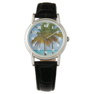 Mooie palmbomen op een tropisch strand horloge