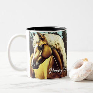 Mooie Palomino Paard Verjaardag Tweekleurige Koffiemok