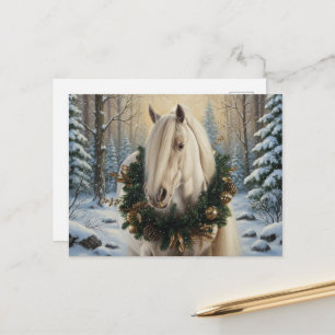 Mooie Palomino Paard Winterbos Kerstmis Briefkaart