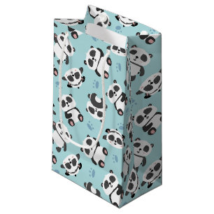 Mooie panda beerpoot cyan achtergrond klein cadeauzakje