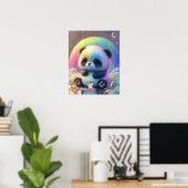 Mooie Panda Regenboog Kleurrijke Moderne Kinderkam Poster (Thuiskantoor)