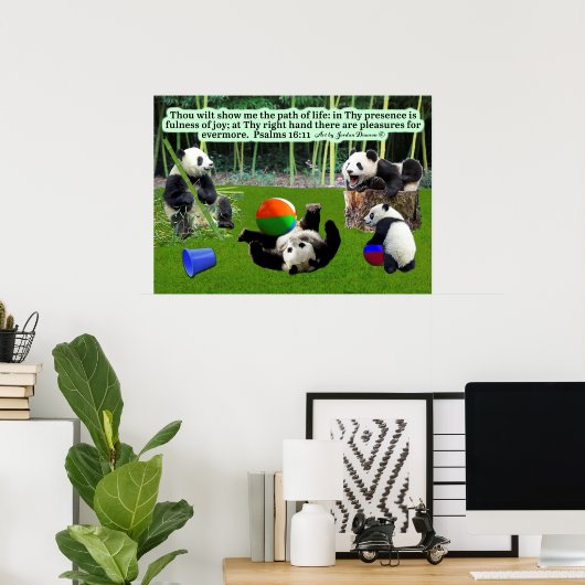 Mooie Panda Schrift Poster Psalmen 16:11 (Thuiskantoor)