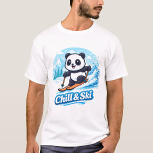 Mooie Panda Ski Chill & Ski Winter Design T-shirt