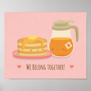 Mooie pannenkoeken en esdoornsiroop keukenmuurdeco poster
