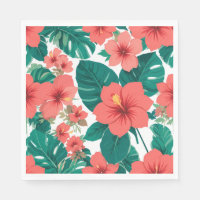 Mooie papieren servet van hibiscus bloemen