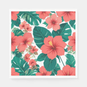Mooie papieren servet van hibiscus bloemen